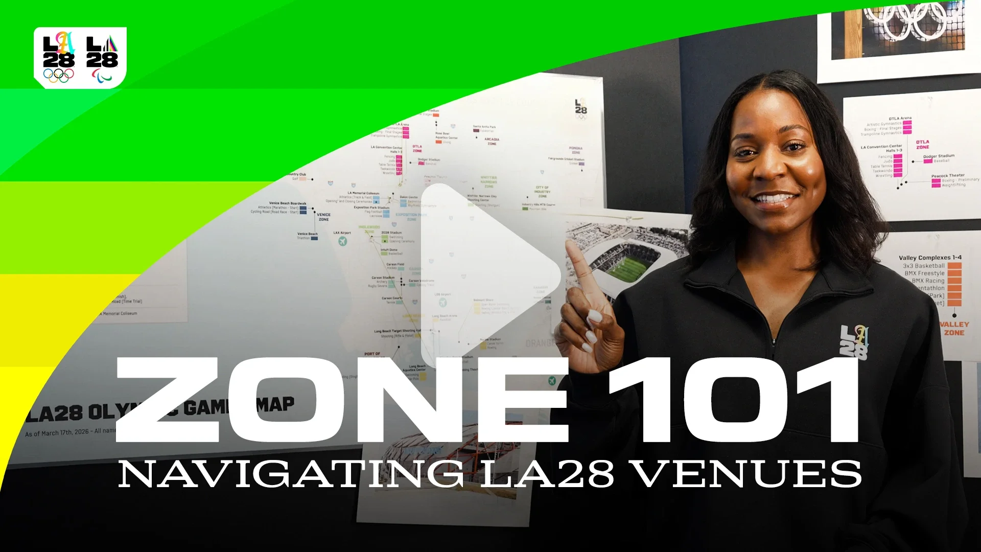 Mujer sonriendo frente a gráficos y diagramas, con las palabras “Zone 101” superpuestas en la imagen.